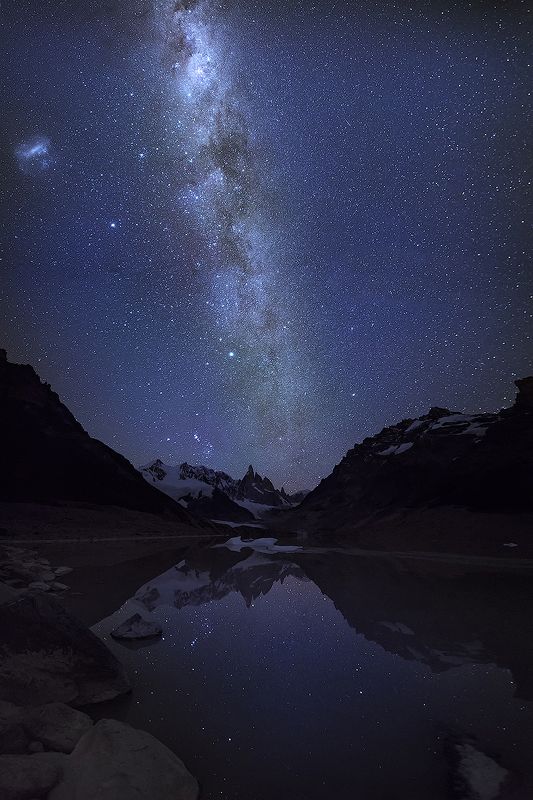 патагония, аргентина, ночь, звёзды, млечный путь, отражение, горы, серро торре Ночная тишинаphoto preview