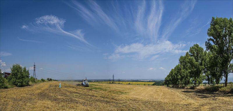 лето, июль, пашня, небо, облака Голубые акценты летаphoto preview