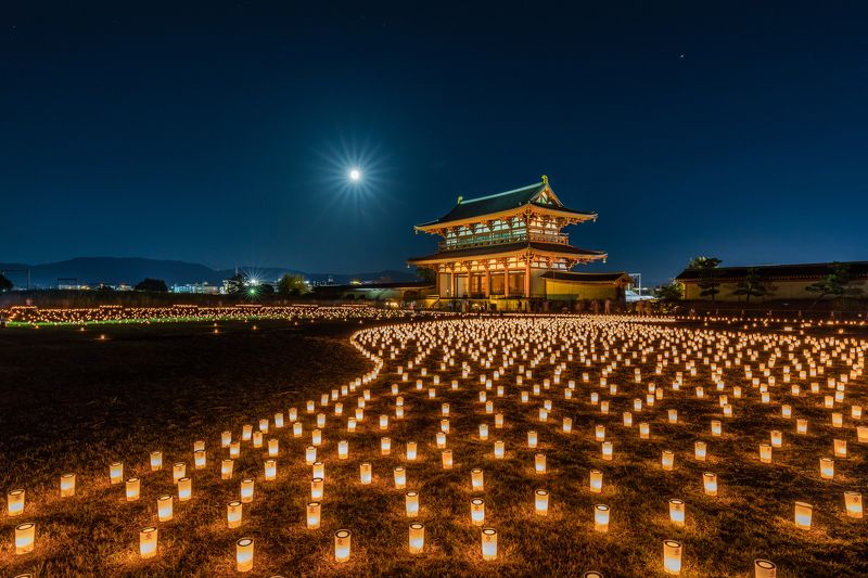 nightscape nature festival nara japan moon light up summer   Heijo Imperial Palace Summer Festival.photo preview