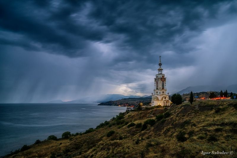 храм-маяк, святой николай чудотворец, малореченское, крым, temple-lighthouse, st. nicholas the wonderworker, malorechenskoe, crimea, Штормphoto preview