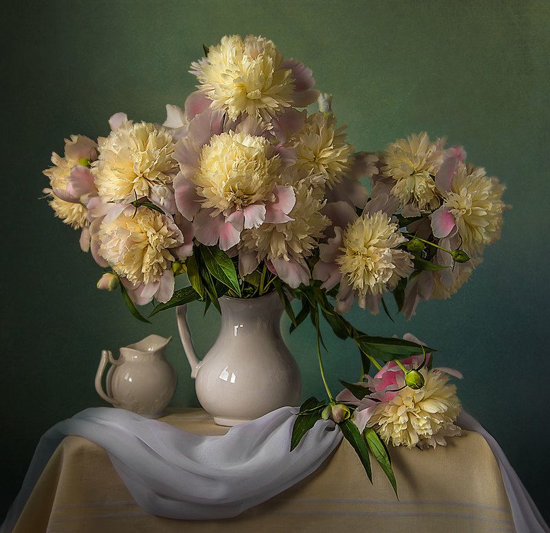 красивый натюрморт с пионами,садовые цветы,художественное фото,искусство. Роскошные пионы.photo preview