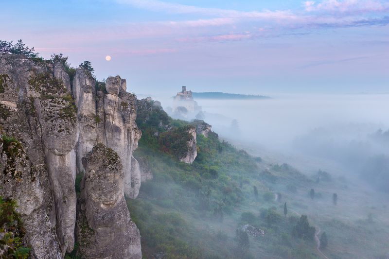mirów,mirow,śląsk,slask,polska,poland,mgła,the fog,fog,moon,księżyc,jura,rocks, Mistyczna mgłaphoto preview