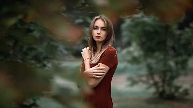 девушка, город, вечер, портрет, дождь Rainyphoto preview