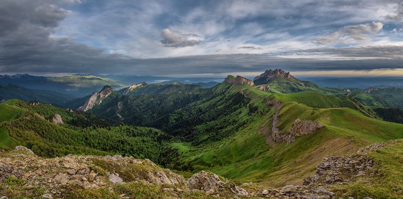 закат, большой тхач, малый тхач, асбестная, горы, пейзаж, рассвет, кавказ, адыгея, радуга, ачешбоки, Утро в горахphoto preview