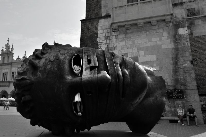 #krakow #travel #black and white #street #art #city The Maskphoto preview