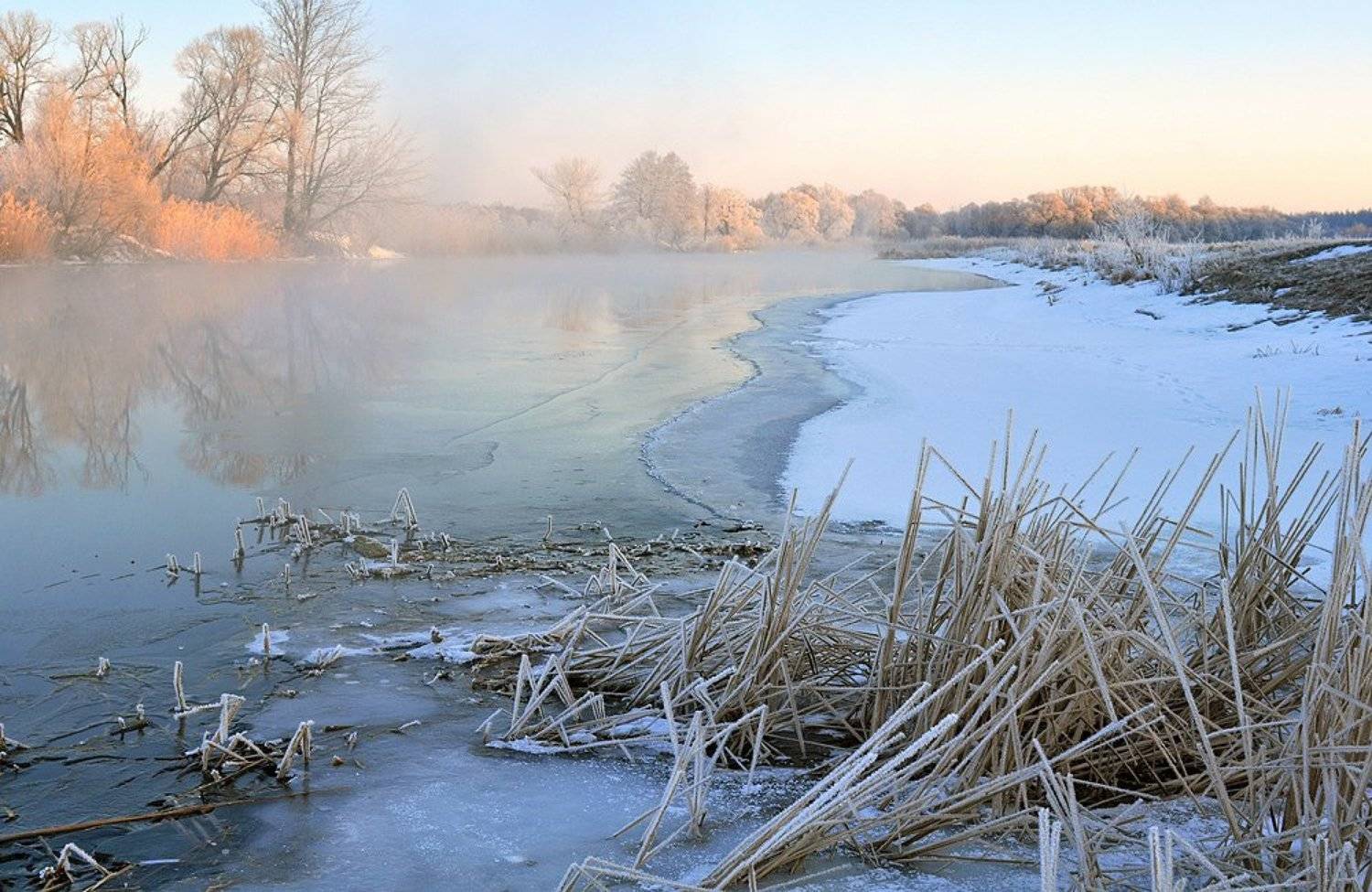 зима, утро, мороз, река, Роман Шебанов
