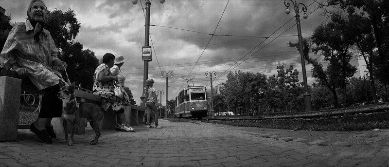 Прибытие трамвая на остановку Дикопольцева - 2011г.photo preview