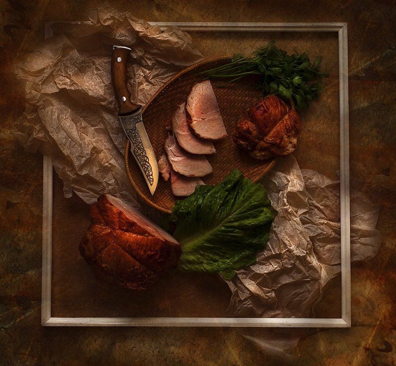 буженина, салат, лук, нож, дегустация дегустацияphoto preview