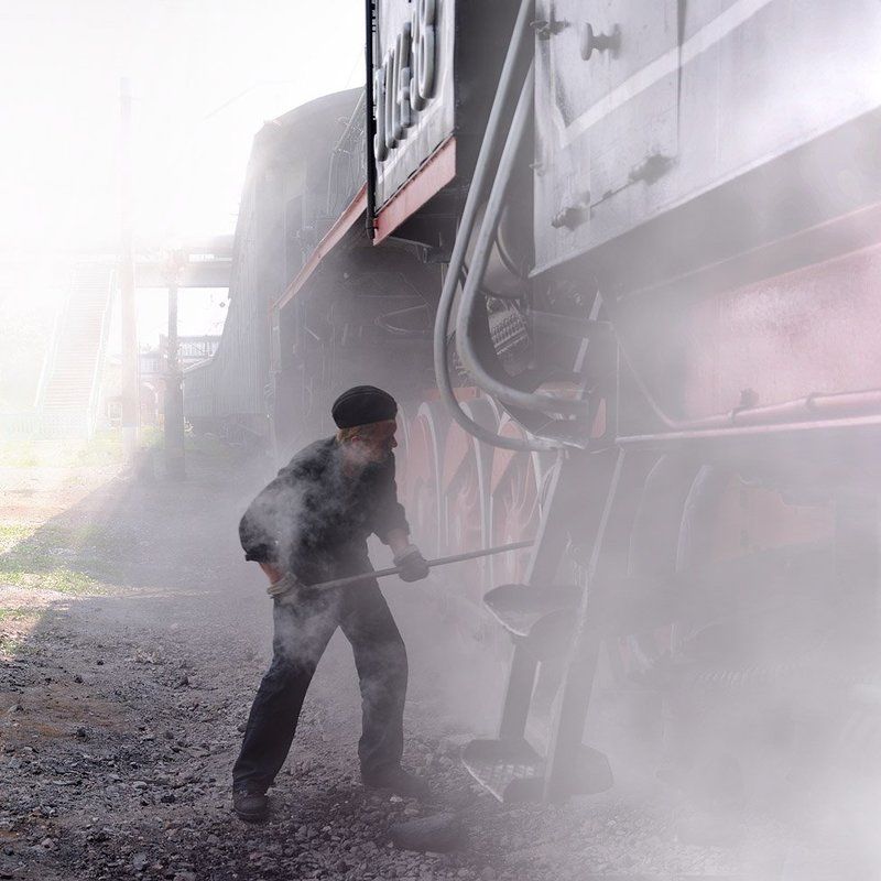 паровоз Чистка топки...photo preview