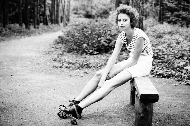 роллики, девушка, ретро, парк Roller Skatesphoto preview