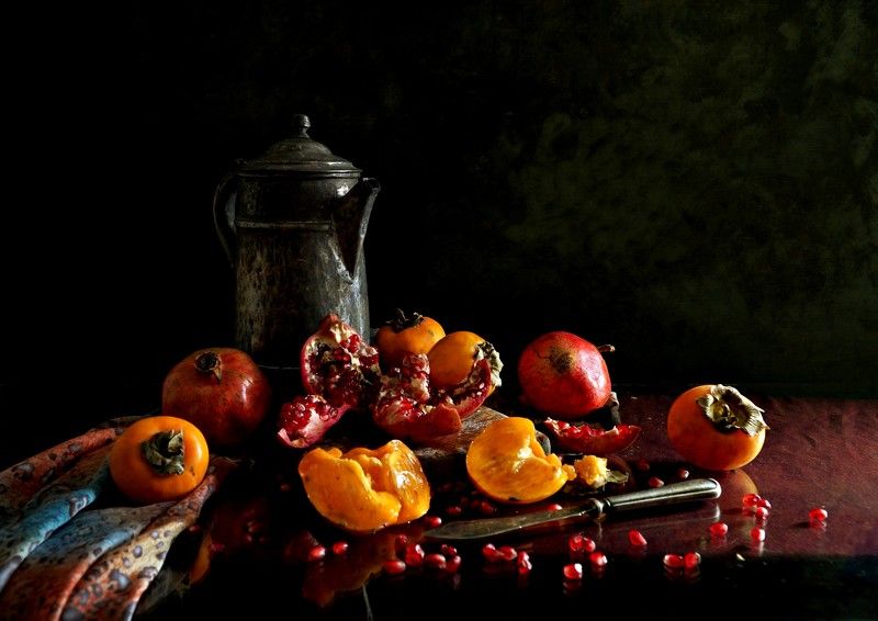 Stillife Pomegranate and dates fruit ..photo preview