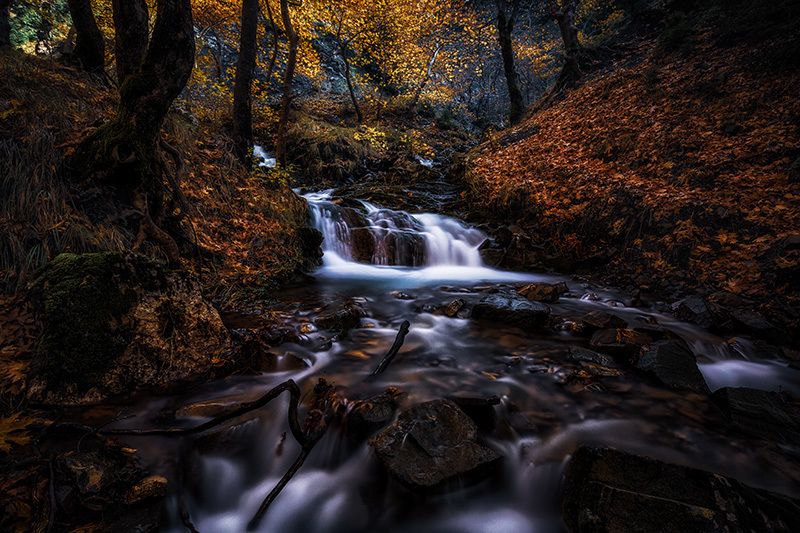 greece, trikala, long exposure, trees, waterfalls, nature, autumn, water, blue, travel, light, leaves, colors, beauty dreamlandphoto preview