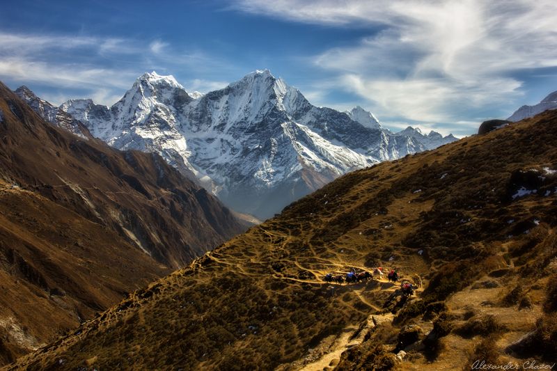 гималаи, непал, горы, облака, пейзаж, кангтега, тамсерку Гималайские тропыphoto preview
