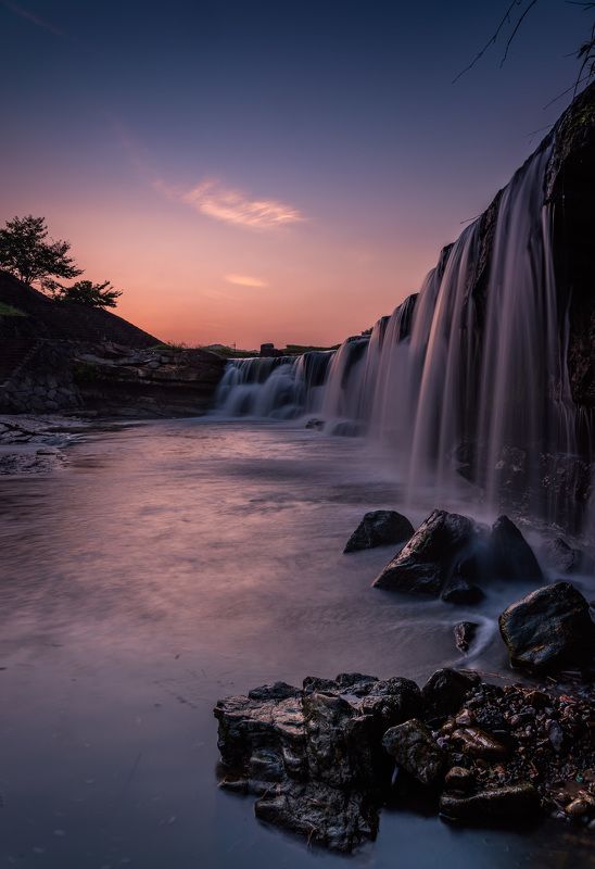 landscape daybreak waterfall sunrise rocks nature  [ In the Dream ]photo preview