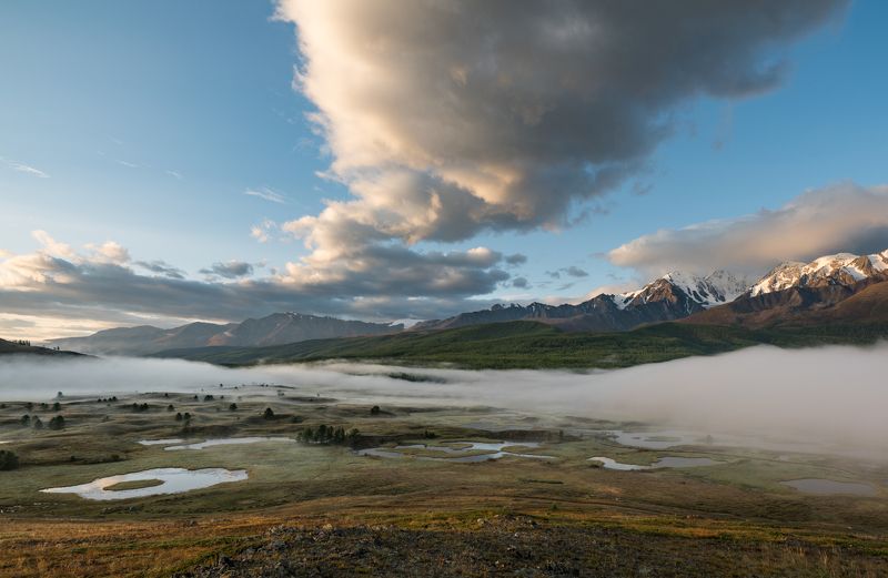 туман, горы, рассвет, утро, алтай Туманный Ештыкельphoto preview