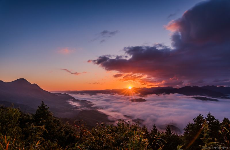 landscape nature sunrise low-clouds mountain sun clouds nara japan [ The Sea of ​​Clouds ] photo preview