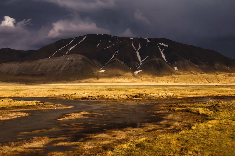 киргизия, кыргызстан, средняя азия, горы, дорога, скалы, пейзаж, лето, ущелье, озеро, закат Неизведанная странаphoto preview