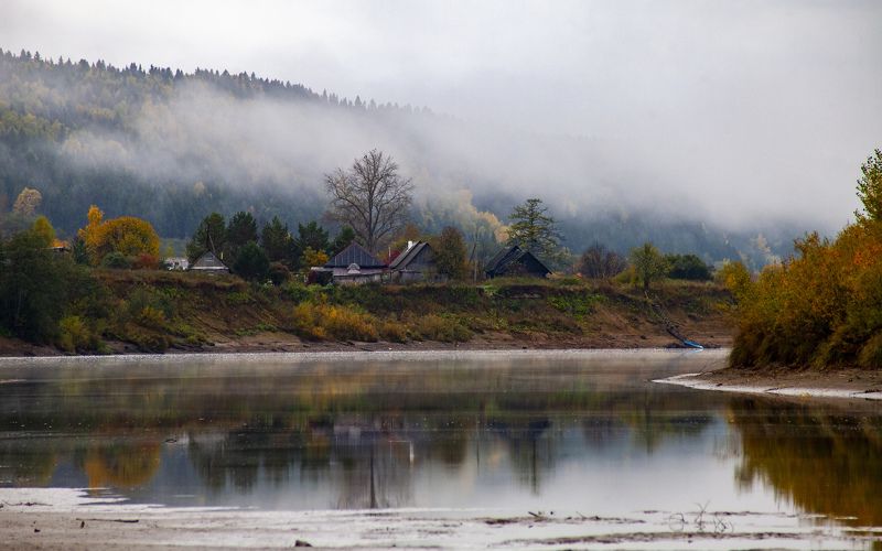 урал, пермский край, река, туман д. Малышатаphoto preview