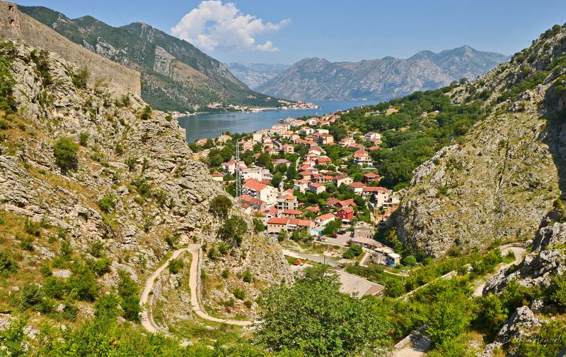 черногория, котор, боко-которская бухта, лето, адриатика Виды Боко-Которской бухты по мере подъёмаphoto preview