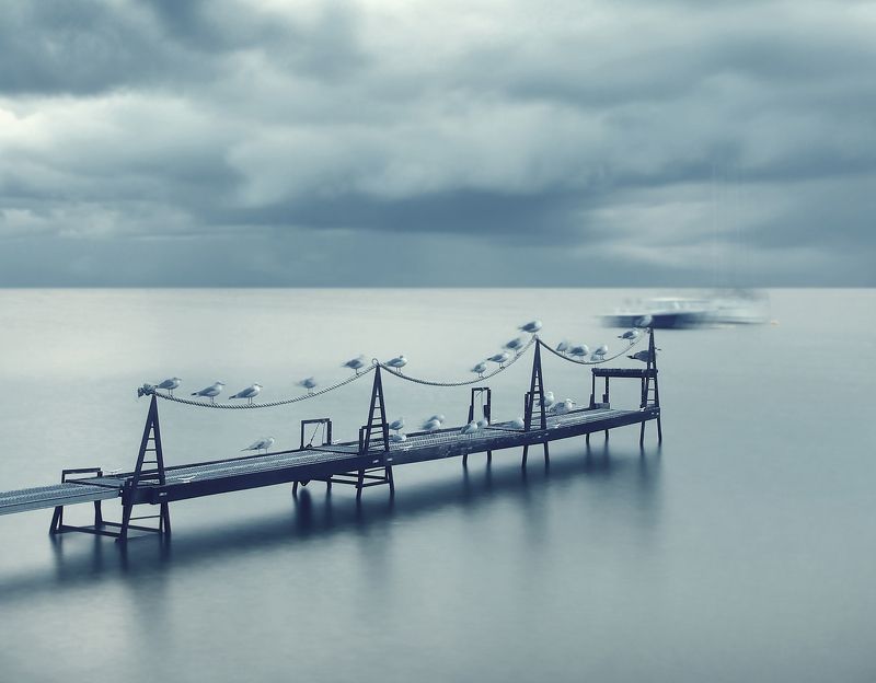long exposure, lithuania, birds, water, boats *photo preview