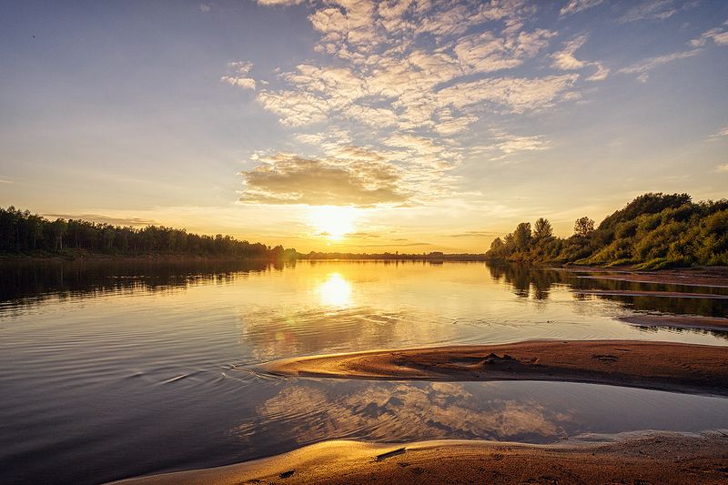 закат, лето, река, небо, облака, отражение, солнце Тихо, очень тихоphoto preview