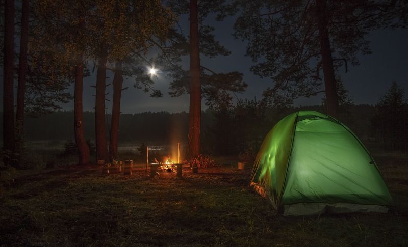 ночь туман россия луна костер Посиделкиphoto preview