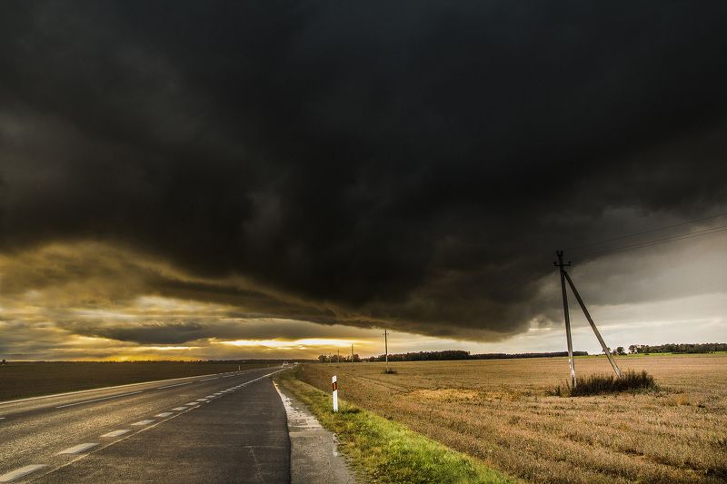 autumn, clouds, road, evening, sunset On the way to homephoto preview