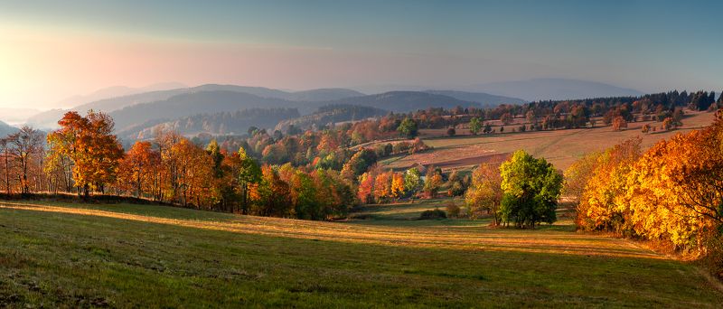 mountains, landscape, fall, autumn, landscapes, panorama, mountain, sudety, polska, poland Autumn morningphoto preview