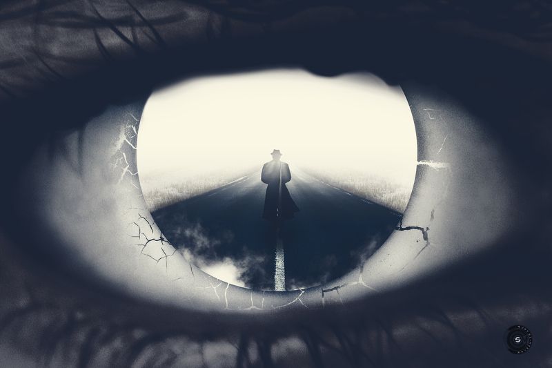 глаз, дорога, туман, зима, человек, зрачок В неизвестность...photo preview