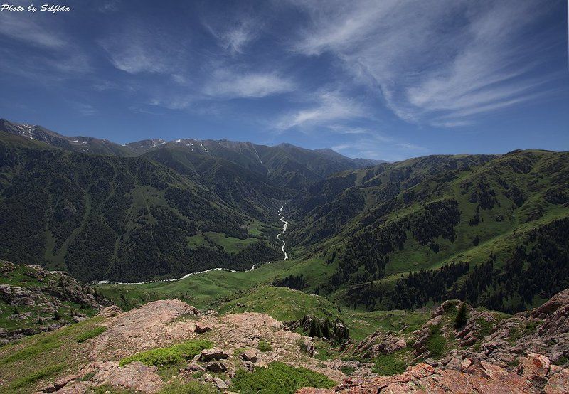 горы, река, вечер, расцвет В горах Джунгарского Алатау.photo preview