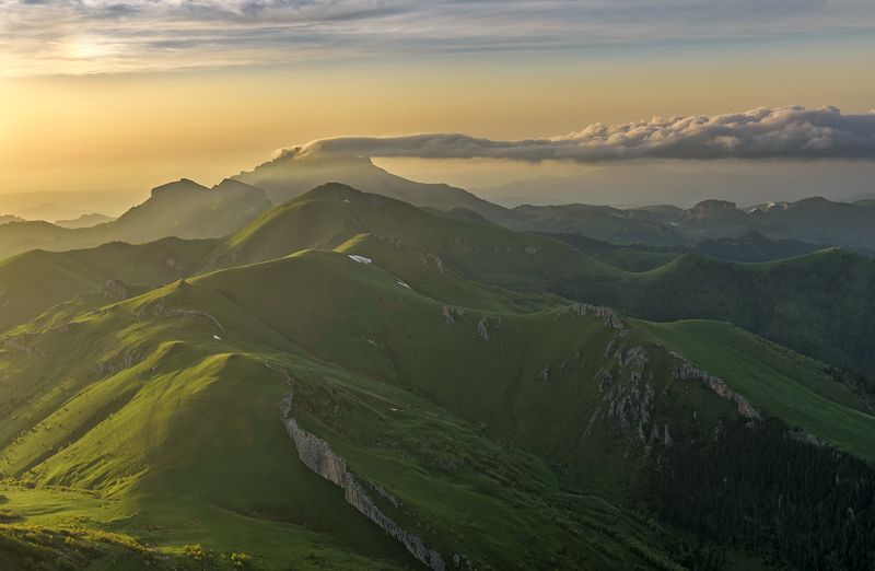 закат, большой тхач, малый тхач, асбестная, горы, пейзаж, рассвет, кавказ, адыгея, радуга, ачешбоки, облака, заповедник, \