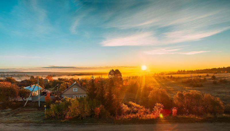 Лежнево, рассвет, Россия, Иваново, Ивановская область, природа, осень, кэнон На краю деревниphoto preview