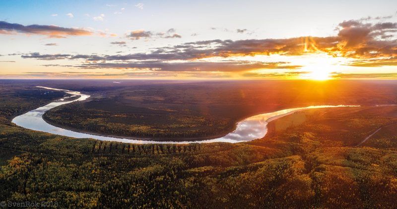 закат,  река,  небо,  облака, солнце,  коми,  вымь Закат на Выми.photo preview