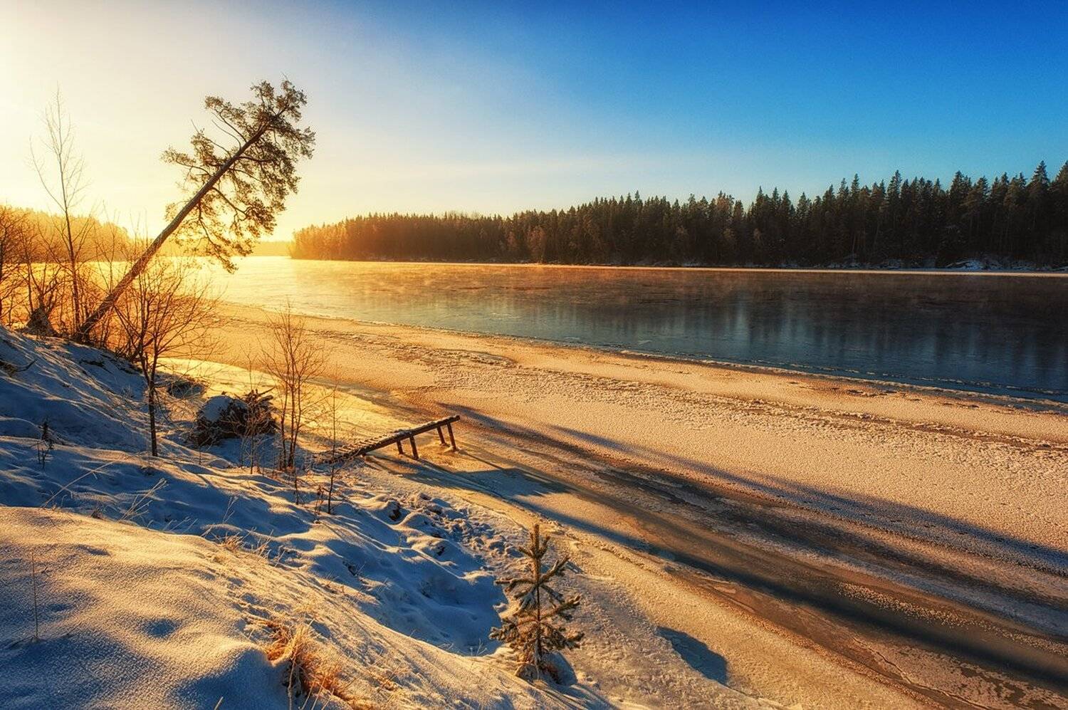 январь снег свет река мороз зима вуокса берега, Евгений Плетнев