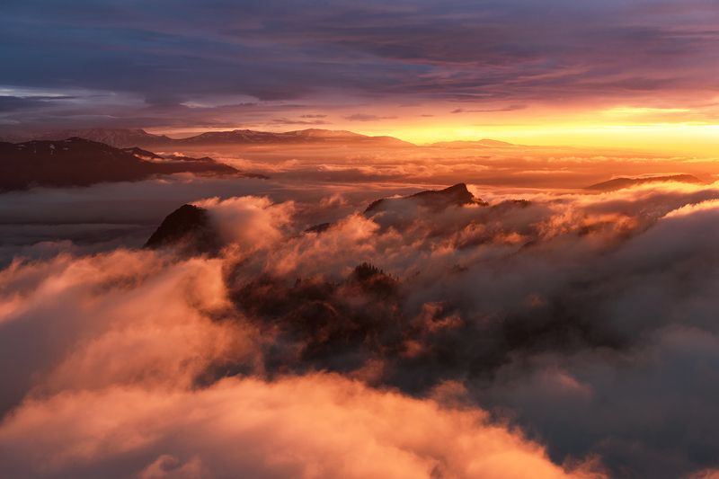 закат, большой тхач, малый тхач, асбестная, горы, пейзаж, рассвет, кавказ, адыгея, радуга, ачешбоки, облака, заповедник, Над облакамиphoto preview