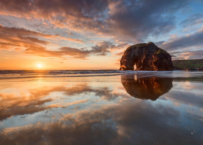 Ballybunion, ireland, kerry, atlantic, ocean, beach, sun, sunset, sky, reflections The Nuns Beachphoto preview