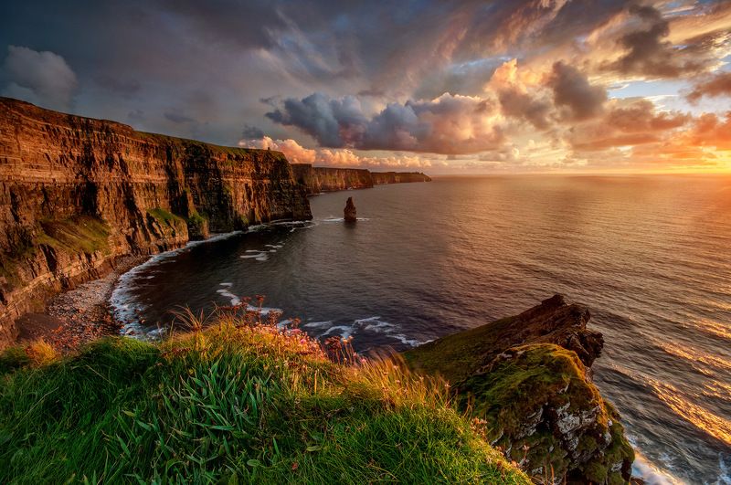 Cliffs, Mofer, Ireland, sky, sunset, atlantic, sea, green, red, seascape, landscape, europe, edge, world The Cliffphoto preview