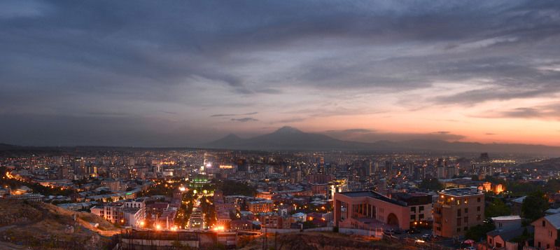 Ереван, Арарат, Армения,  Yerevan, Armenia Вечер в розовом городеphoto preview