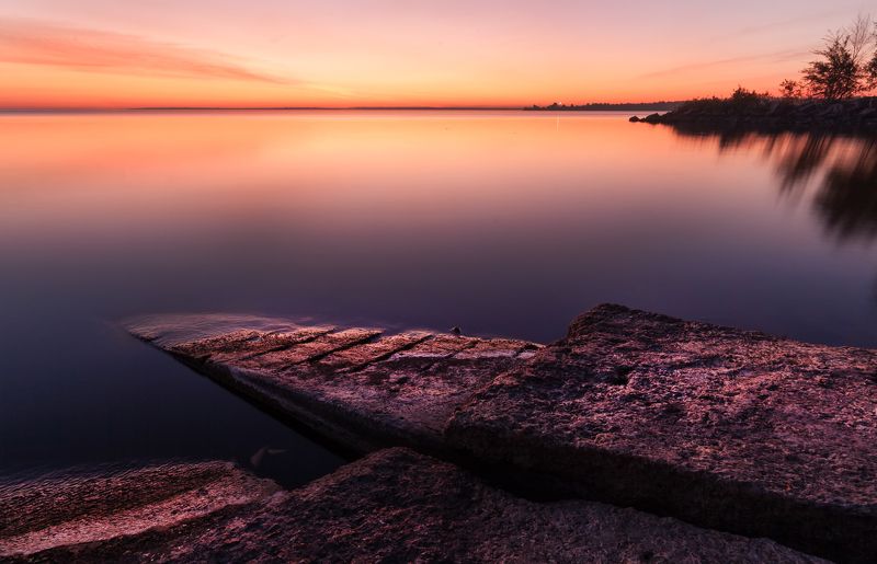 вода, осень, облака, октябрь, ночь, закат, краски,  October night silencephoto preview