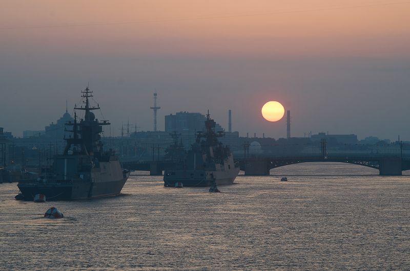 рассвет, пейзаж, Питер, Петербург, день вмф, корабли, Рассвет над Невой.photo preview