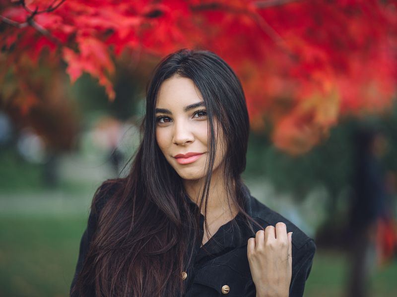 beauty, portrait, girl, young, female, red leaves Salmaphoto preview