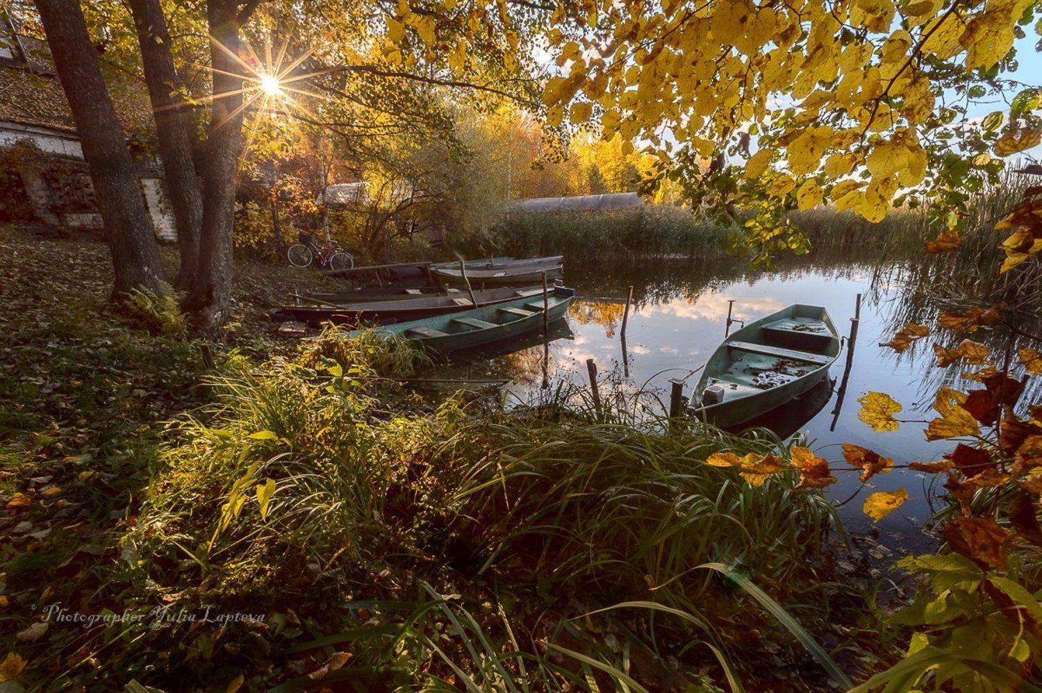 пейзаж,природа,осень,октябрь,лодки,россия,березы,вечер,закат,красота, Юлия Лаптева