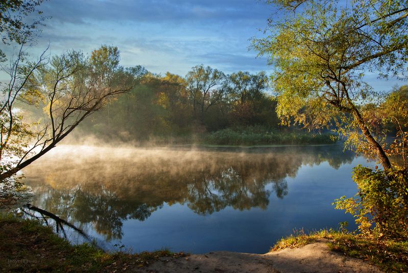 осень,утро,берег,река Утро осени волшебной ...photo preview