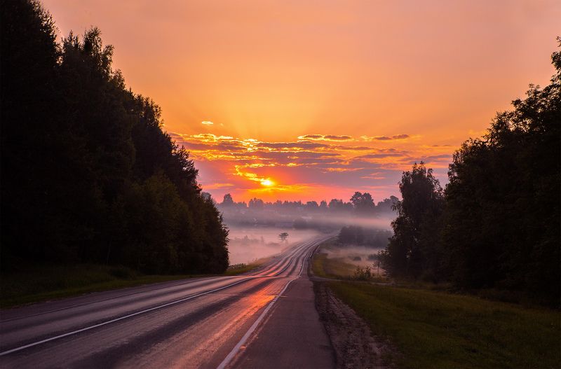 туман, россия, иваново, Лежнево, солнце, свет Дорожный туманphoto preview