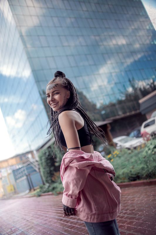 портрет, девушка, улица, тату, город Катя фото превью