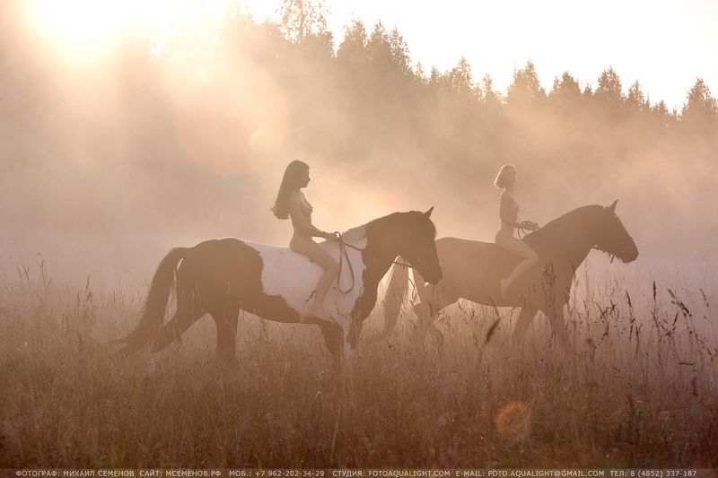 михаилсеменов, портрет, верхом, девушка, милая, модель, лошадь, туман, утро, рассвет, ню, horse, фотослошадкой, кскэквитерра, canon Утро в деревнеphoto preview