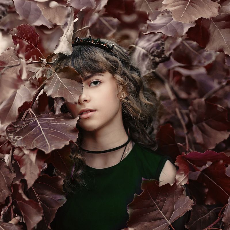 портрет, девочка, осень, красота, крупный план, арт Эмилияphoto preview