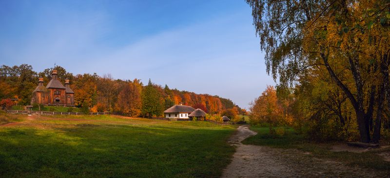 село, музей, пирогово, осень, октябрь, вечер Осень в деревнеphoto preview