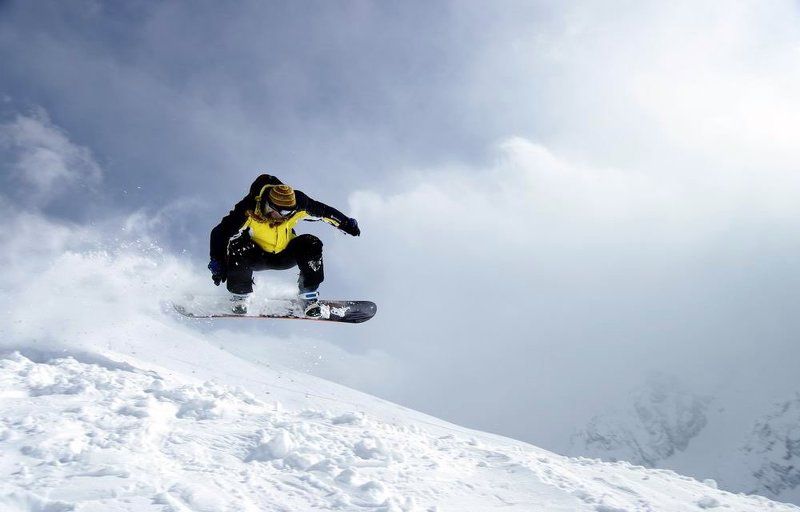 сноуборд, домбай, экстрим, зима, снег Полетphoto preview