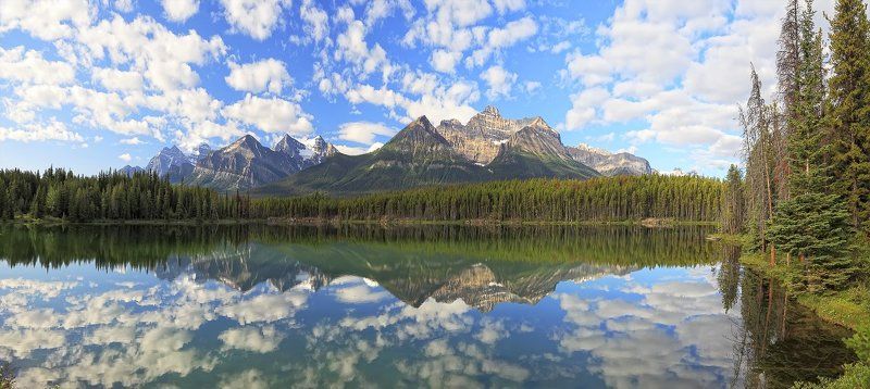 отражения, озеро, парк, банф, канада, джаспер ***photo preview